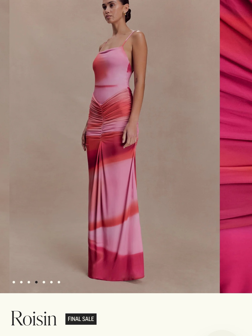 Meshki Pink Ombre Ruched Maxi Dress